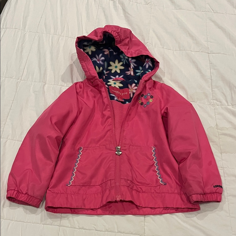 London Fog Fuchsia Kids Fleece Lined Coat